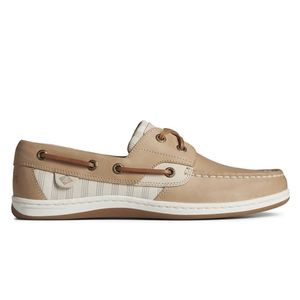 New Sperry Koifish Stripe Leather Boat Shoe Size 5 Tan With Lace Kit STS88672